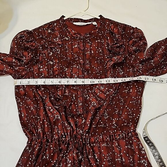 NWOT! & other stories Paris Atelier heart print midi/maxi dress in oxblood 4 - Picture 7 of 13